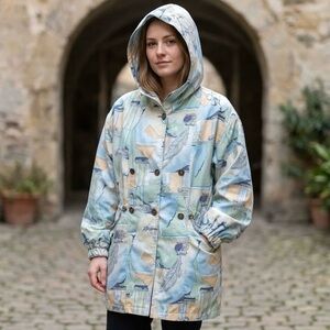 Luba Paris Hooded Trench Coat Art Print Whimsical Postmodern Neoclassical 80s